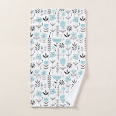 Modèle floral scandinave bleu (Serviette à main)