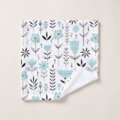 Modèle floral scandinave bleu (Gant de toilette)