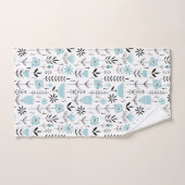Modèle floral scandinave bleu (Serviette à main)