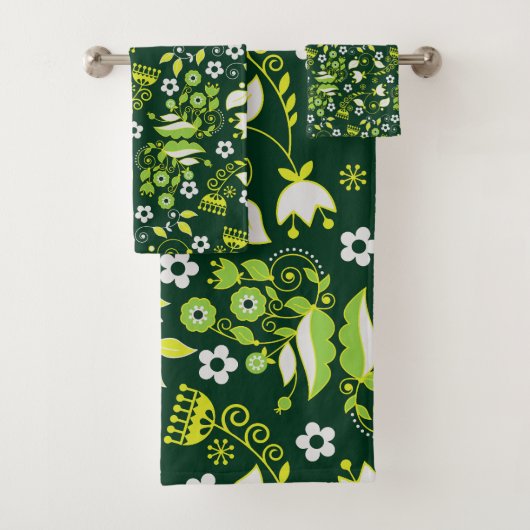 Modèle floral scandinave moderne vert foncé (En situation)