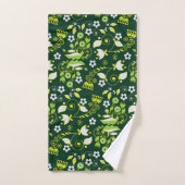 Modèle floral scandinave moderne vert foncé (Serviette à main)