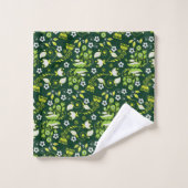 Modèle floral scandinave moderne vert foncé (Gant de toilette)
