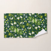 Modèle floral scandinave moderne vert foncé (Serviette à main)