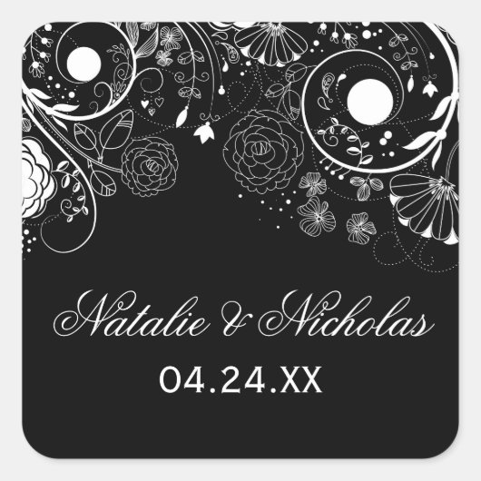 Modèle floral - Sticker Carré (Devant)