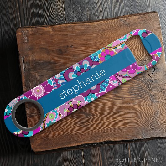 Modèle floral turquoise et rose avec nom de bébé p