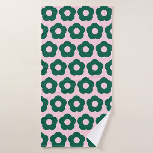 Modèle Floral Vert mignon Rétro (Serviette de bain)