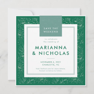 Modèle Floral vert moderne Mariage Enregistrer la