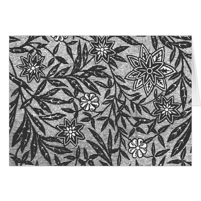 Modèle Floral vintage Etching Carte Art Vierge (Devant Horizontal)