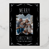 Modèle Foil Carte de vacances 2 Photo Noël Noir (Recto)