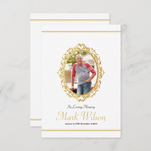 Modèle funèbre commémoratif de carte de programme (Devant / Derrière)