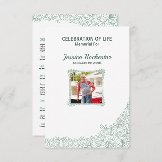 Modèle funèbre commémoratif de programme (Devant / Derrière)