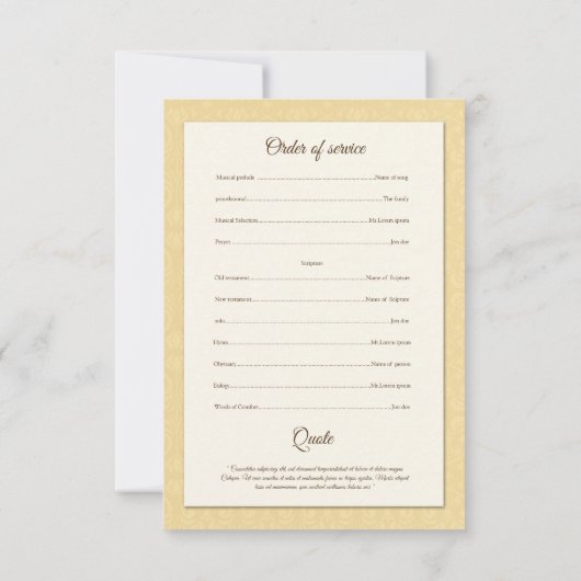 Modèle funèbre commémoratif de programme (Dos)