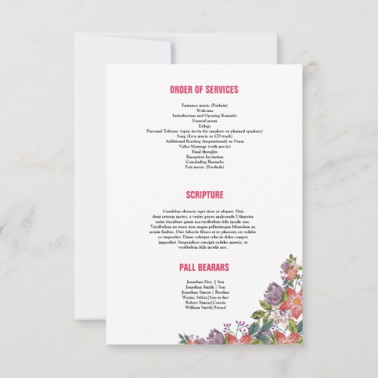 Modèle funèbre de programme (Dos)