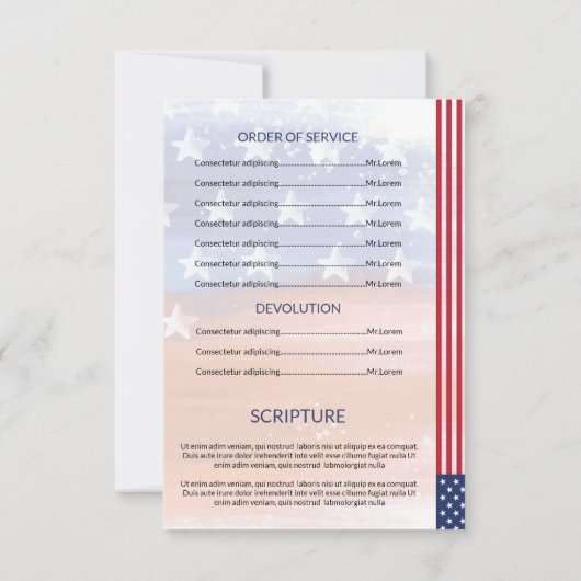 Modèle funèbre de programme pour l'armée militaire (Dos)