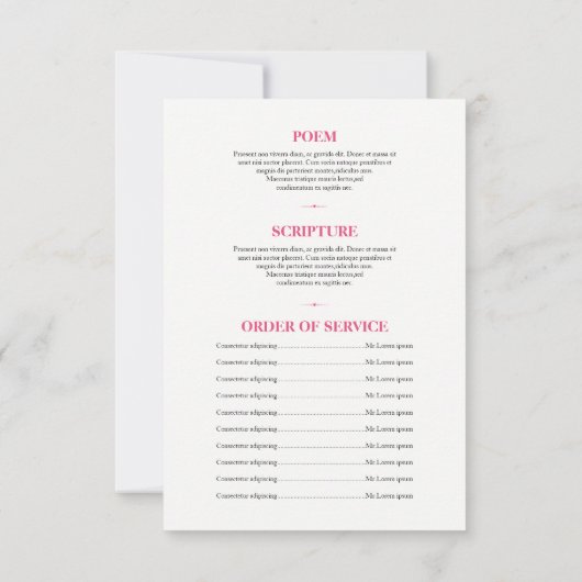 Modèle funèbre floral de carte de programme (Dos)