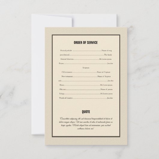 Modèle funèbre imprimable de programme (Dos)