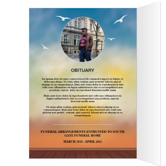 Modèle funèbre imprimable de programme (Intérieur (Gauche))