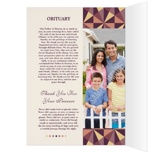 Modèle funèbre imprimable de programme (Intérieur (Gauche))