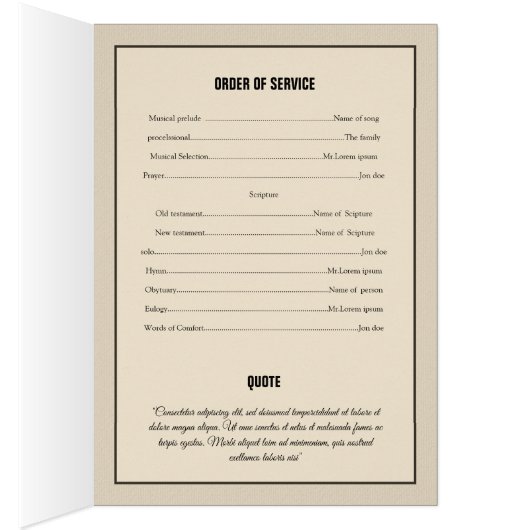 Modèle funéraire imprimable (Intérieur (Droit))