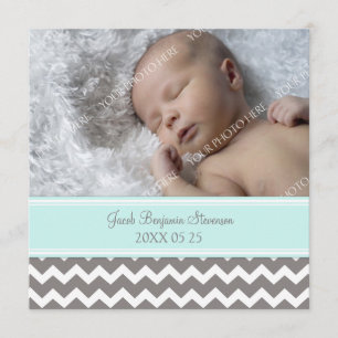 Modèle gris bleu Nouveau Faire-part de naissance b