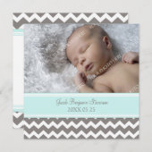 Modèle gris bleu Nouveau Faire-part de naissance b (Devant / Derrière)