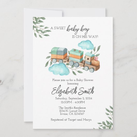 Modèle Invitation Baby shower garçon (Devant)