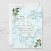 Modèle Invitation Baby shower Marbre blanc d'or (Devant)
