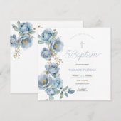 Modèle Invitation Bleu Christening (Devant / Derrière)