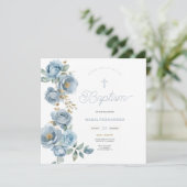 Modèle Invitation Bleu Christening (Debout devant)