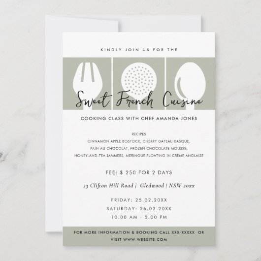 MODÈLE INVITATION DE CLASSE COOKERY DE LA FORCE DE (Devant)