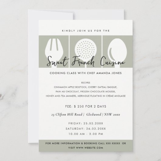 MODÈLE INVITATION DE CLASSE COOKERY DE LA FORCE DE (Devant)
