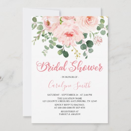 Modèle Invitation de Fête des mariées rose pâle (Devant)