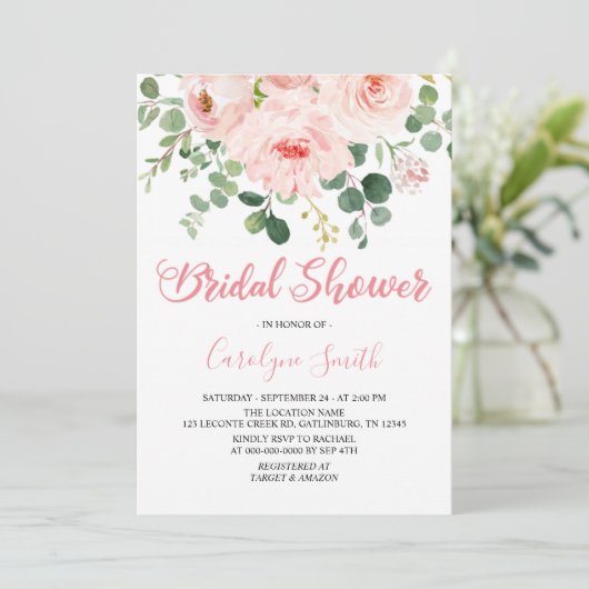 Modèle Invitation de Fête des mariées rose pâle (Debout devant)