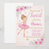 Modèle Invitation de la fête Pink Ballerina modifi (Devant / Derrière)