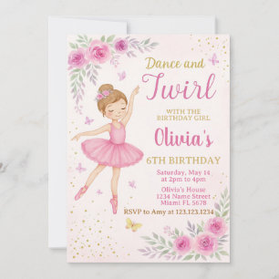 Modèle Invitation de la fête Pink Ballerina modifi