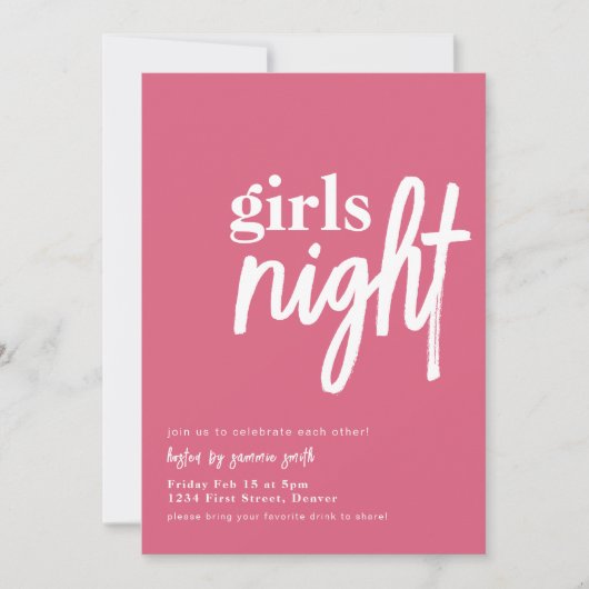 Modèle Invitation Dîner De Nuit Fille (Devant)