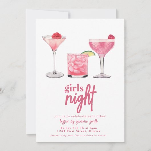 Modèle Invitation Dîner De Nuit Fille (Devant)