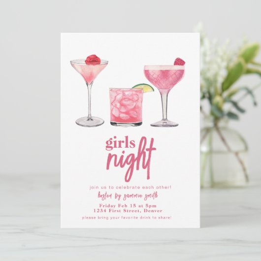 Modèle Invitation Dîner De Nuit Fille (Debout devant)