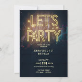 Modèle invitation électronique Neon Gold Light Dig (Devant)