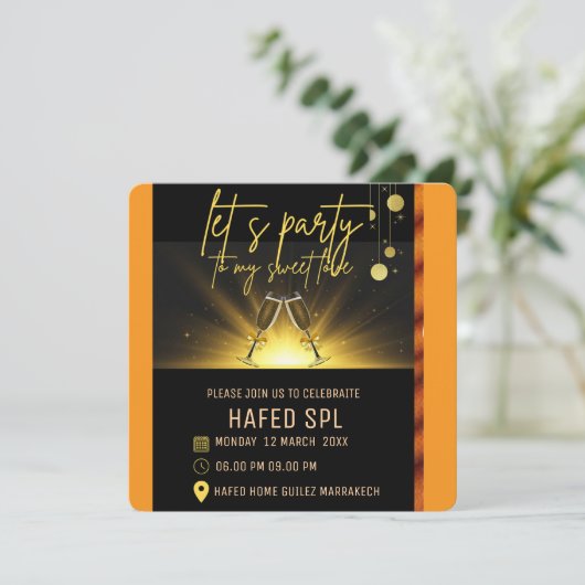 Modèle invitation électronique Neon Gold Light Dig (Debout devant)