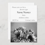 Modèle Invitation Fleurs Noires Et Blanches (Devant / Derrière)