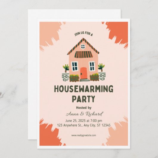 Modèle Invitation, Orange Invitation (Devant / Derrière)