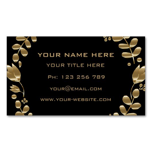 Modèle magnétique Carte de visite noir et or (devant)