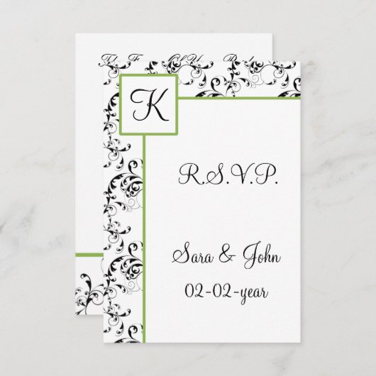 modèle mariage damassé R.S.V.P standard 3,5 x 5 (Devant / Derrière)