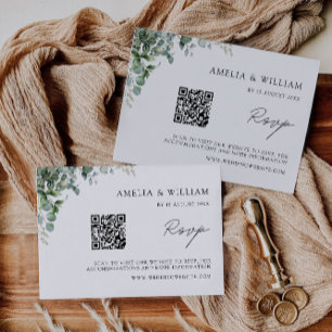 Modèle Mariage de carte RSVP vert