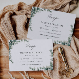 Modèle Mariage de carte RSVP vert