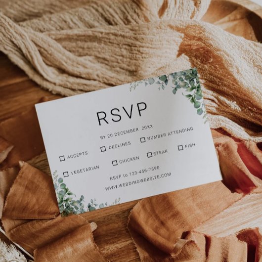 Modèle Mariage de carte RSVP vert