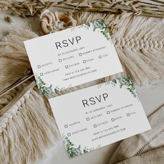 Modèle Mariage de carte RSVP vert