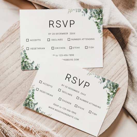 Modèle Mariage de carte RSVP vert