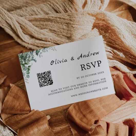 Modèle Mariage de carte RSVP vert